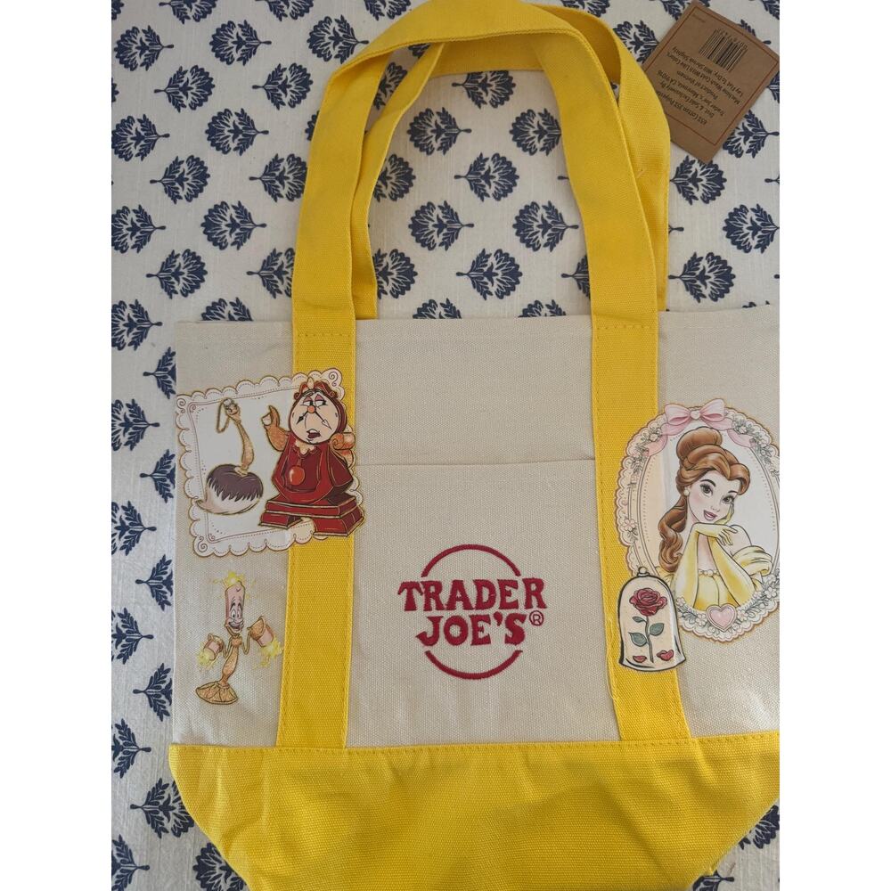 Disney Belle Beauty &  Beast Cogsworth Lumiere Custom Made Trader Joes Mini Tote